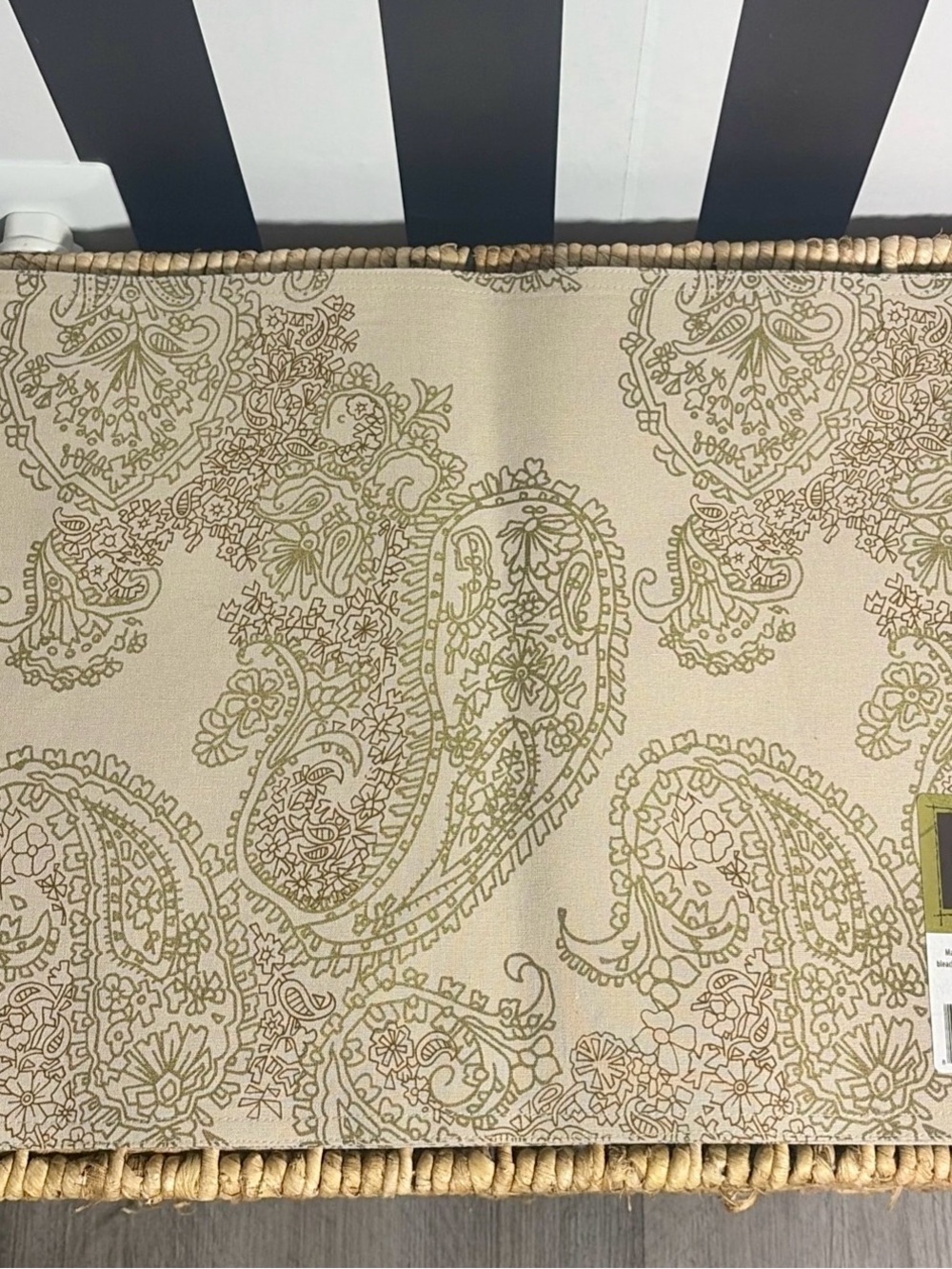 Set of 4 Linen Cotton Placemats Paisley Floral Beige Gold Taupe 13x19 India